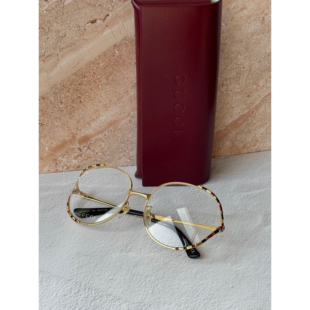 NEW Gucci GG0596OA Gold Round Eyeglasses Frames - Picture 7 of 10